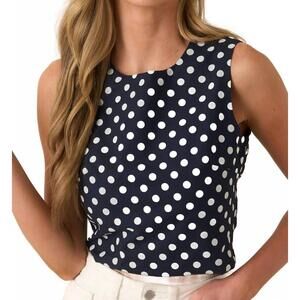NEW PROSPERINA erica polka dot top in navy